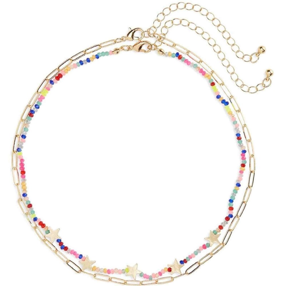 Nordstrom BP. Women's Beaded Set of 2 Necklaces with Stars - Gold Multi